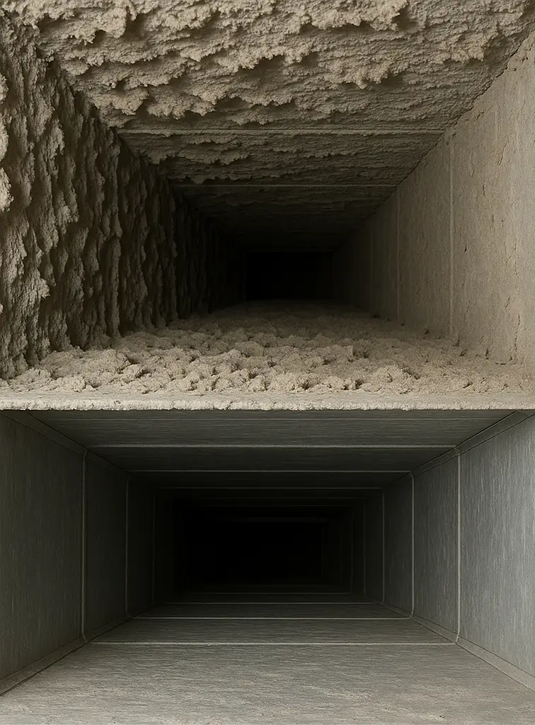 Before and after results of professional air duct cleaning in Alvin Texas