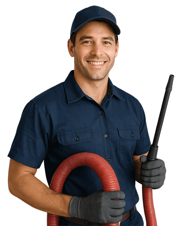 Alvin TX Air Ducts Cleaning technician holding HVAC tools and smiling