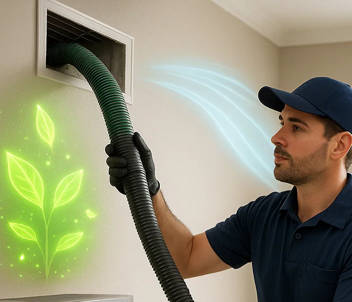 Alvin TX air duct cleaning technician improving home energy efficiency